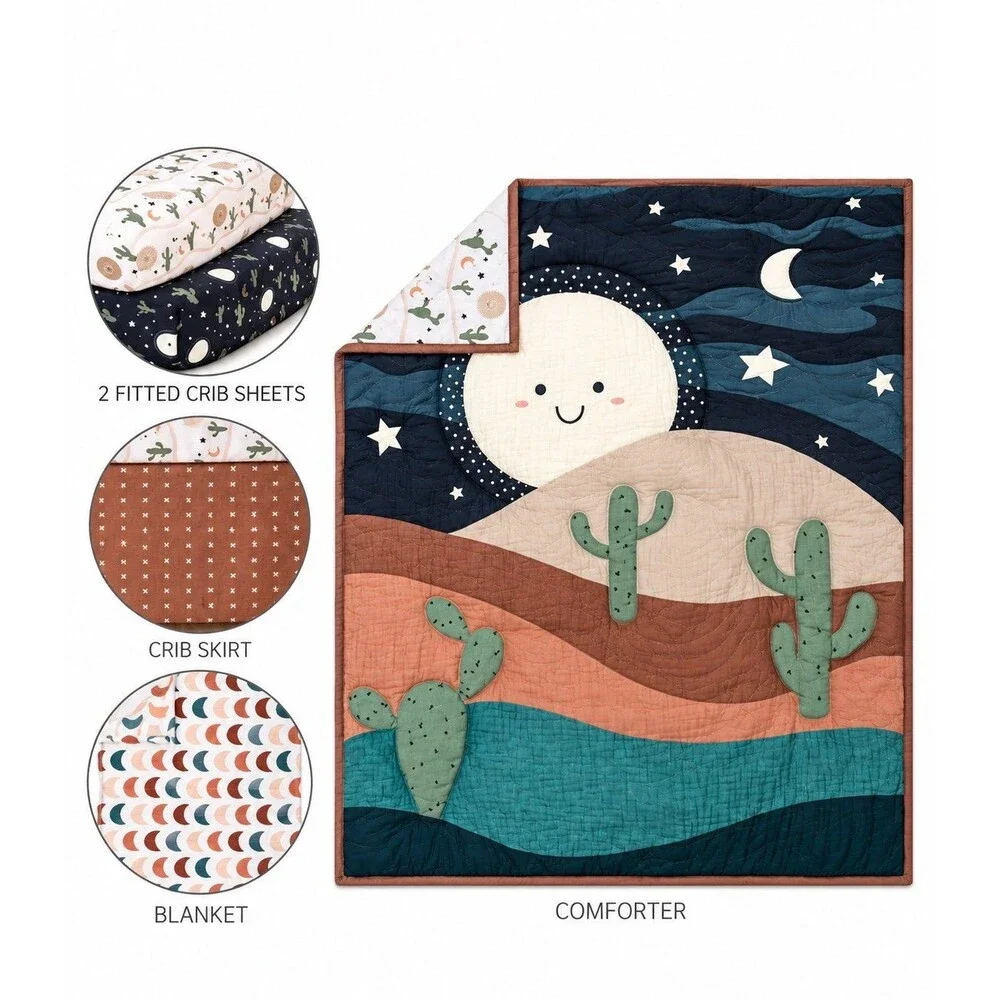 The Peanutshell Joshua Tree 5-Piece Crib Bedding Set Desert Cactus
